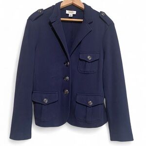 Talbots Women's Navy 3 Pocket Button Detail Jacket Size Medium